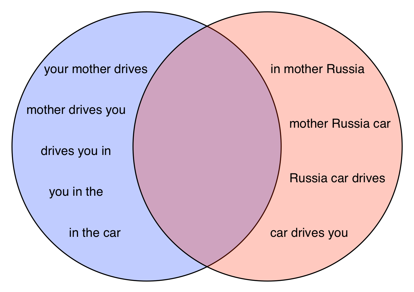 venn diagram showing no overlapping phrases