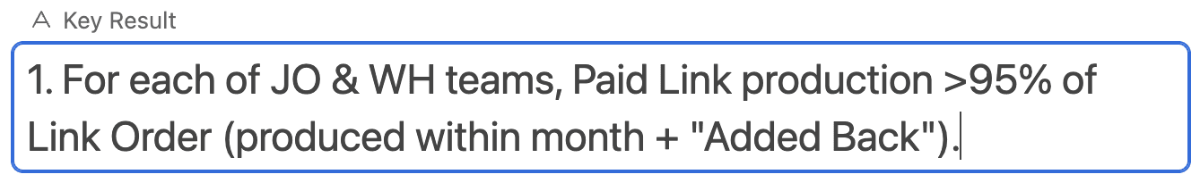 Jolly SEO main OKR: Ensuring production of links