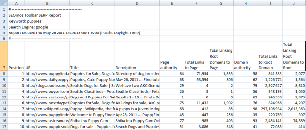 CSV Export for SERP Data