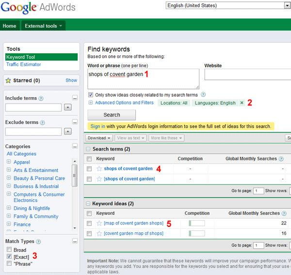 AdWords Screenshot