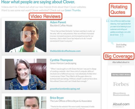 Clover Sites Testimonial