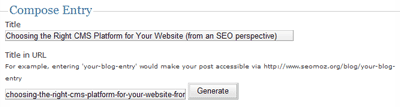 SEOmoz Blog Post Compose Entry