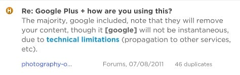 Google Plus dislike: technical limitations