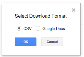 Select download format of CSV