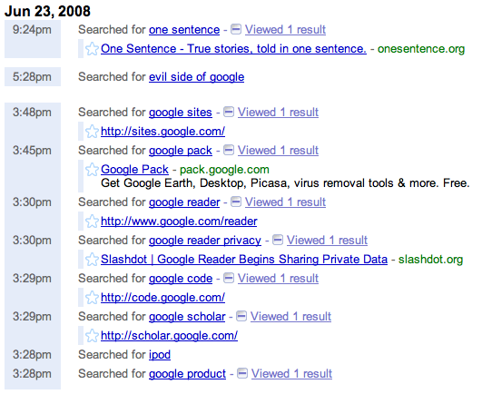 Google Web History