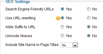 Joomla! SEF Settings