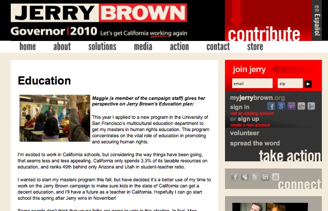 jerry brown's landing page for education