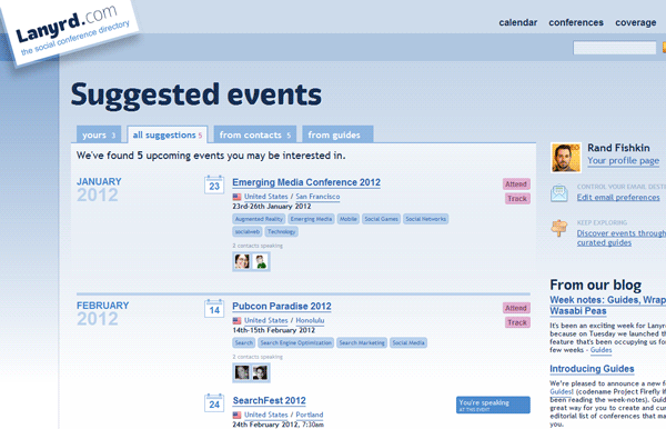 Lanyrd Suggested Events