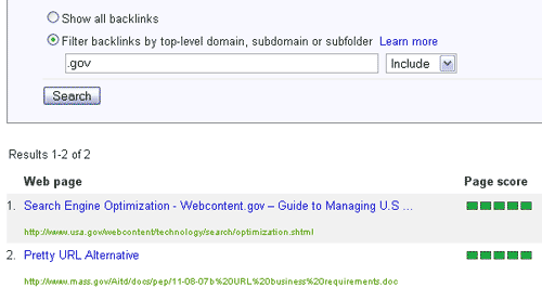 .gov links to SEOmoz.org via Live Webmaster Tools