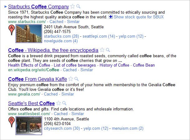 Starbucks Search Result