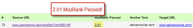 MozRank passed from Panoramio