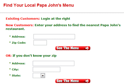 Papa Johns Menu 1