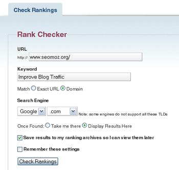 Rank Checker Tool