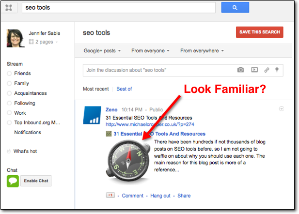 SEO Tools Search on Google+