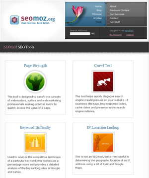 SEOmoz Tools Screenshot