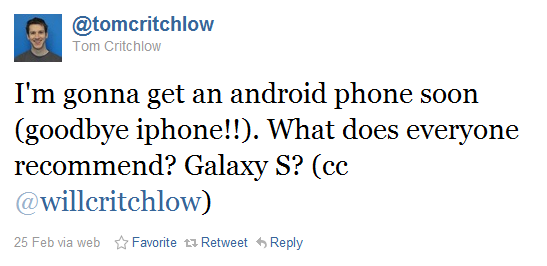 Tom asking about android phones