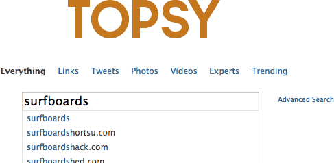 Initial Topsy Search