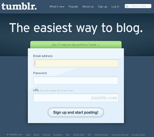 Tumblr Homepage