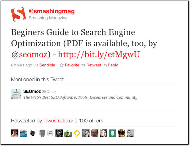 Smashing Magazine's Tweet about the beginner's guide