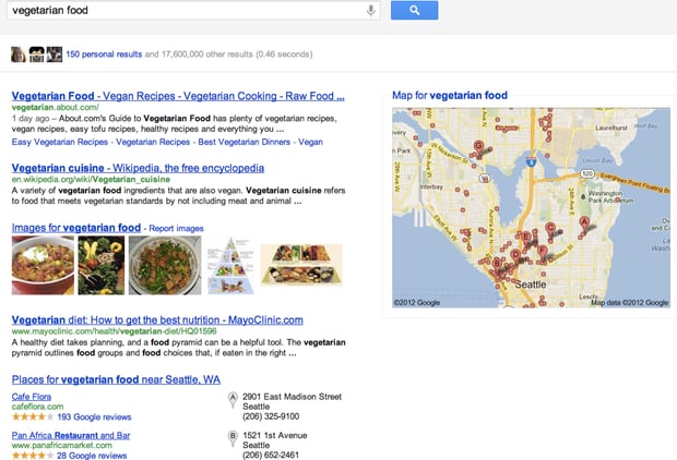 search for "vegetarian food"