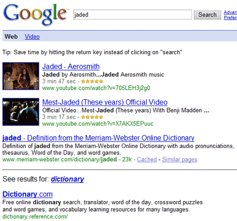 Google Search Results for Jaded