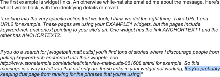 Matt Cutts on Widgets