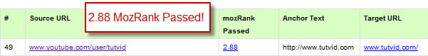 MozRank passed by YouTube